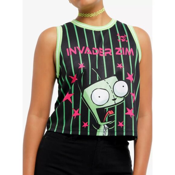 Invader Zim GIR Screaming Striped Juniors Jersey Tank Top LARGE New - Picture 2 of 10